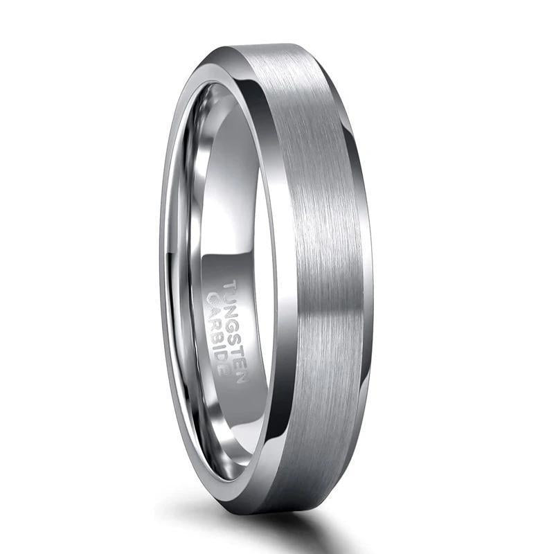 4-8mm | Tungsten Bevel Edge Brushed Center Band Ring