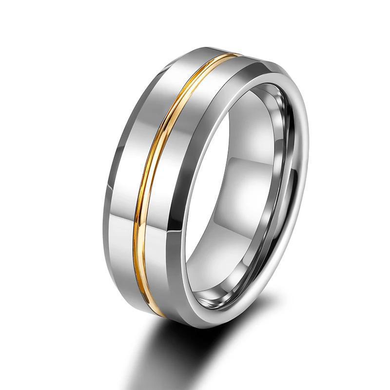 8mm | Tungsten Two Tone Band Ring